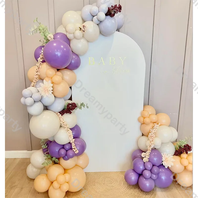 123pc Pastel Balloon Arch Kit  Natural Sand Purple Balloon Baby Shower Girl Birthday Bridal Wedding Shower Graduation Decoration