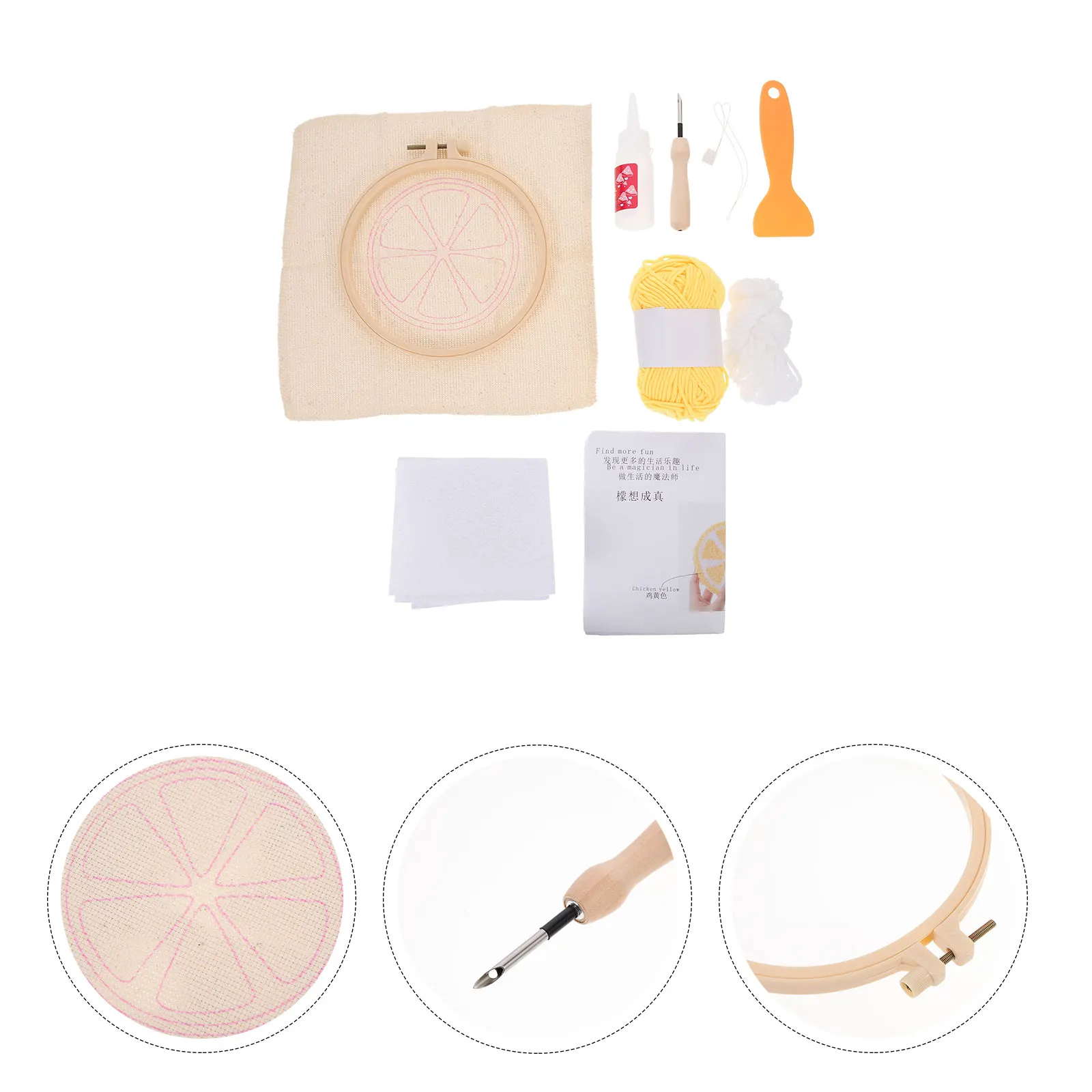 

Punch Needle Embroidery Kit DIY Material Punch Needle Tool Coaster Making Supplies Cartoon Beginner Project