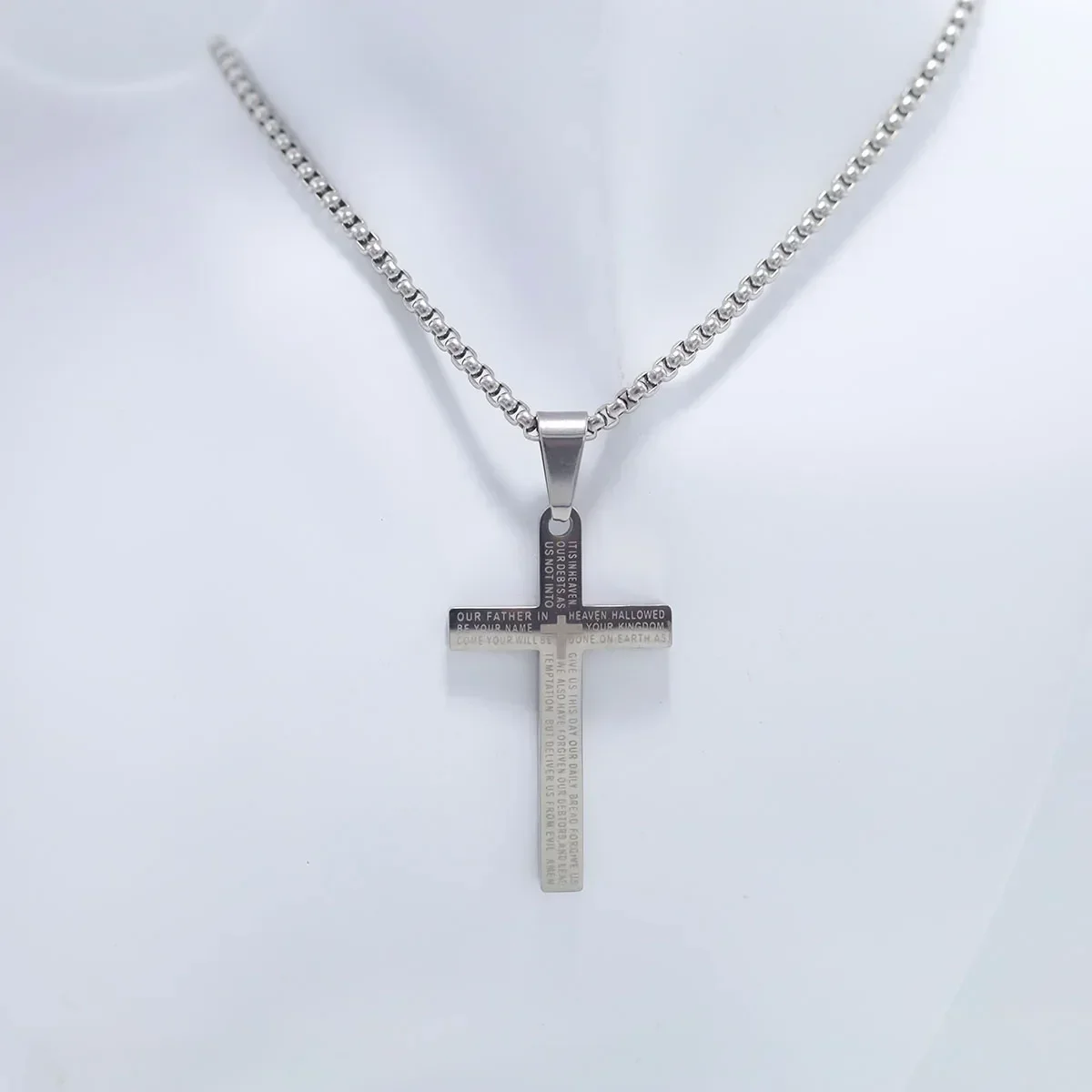 Fashion Stainless Steel Cross Pendant Necklace For Women Men Link Chain Charm  Cool Boys Girls Punk Hip Hop Jewelry Gift