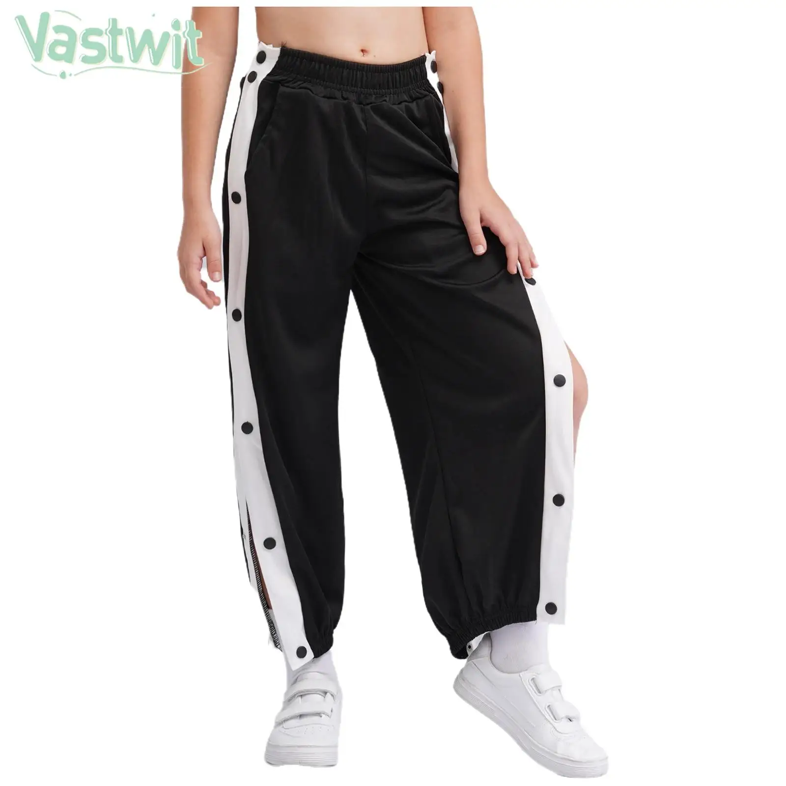 Teen Boys Basketball Football Training Sports Pants Fashion Casual Side Fully Open Buttons Trousers Sweatpants Sportswear