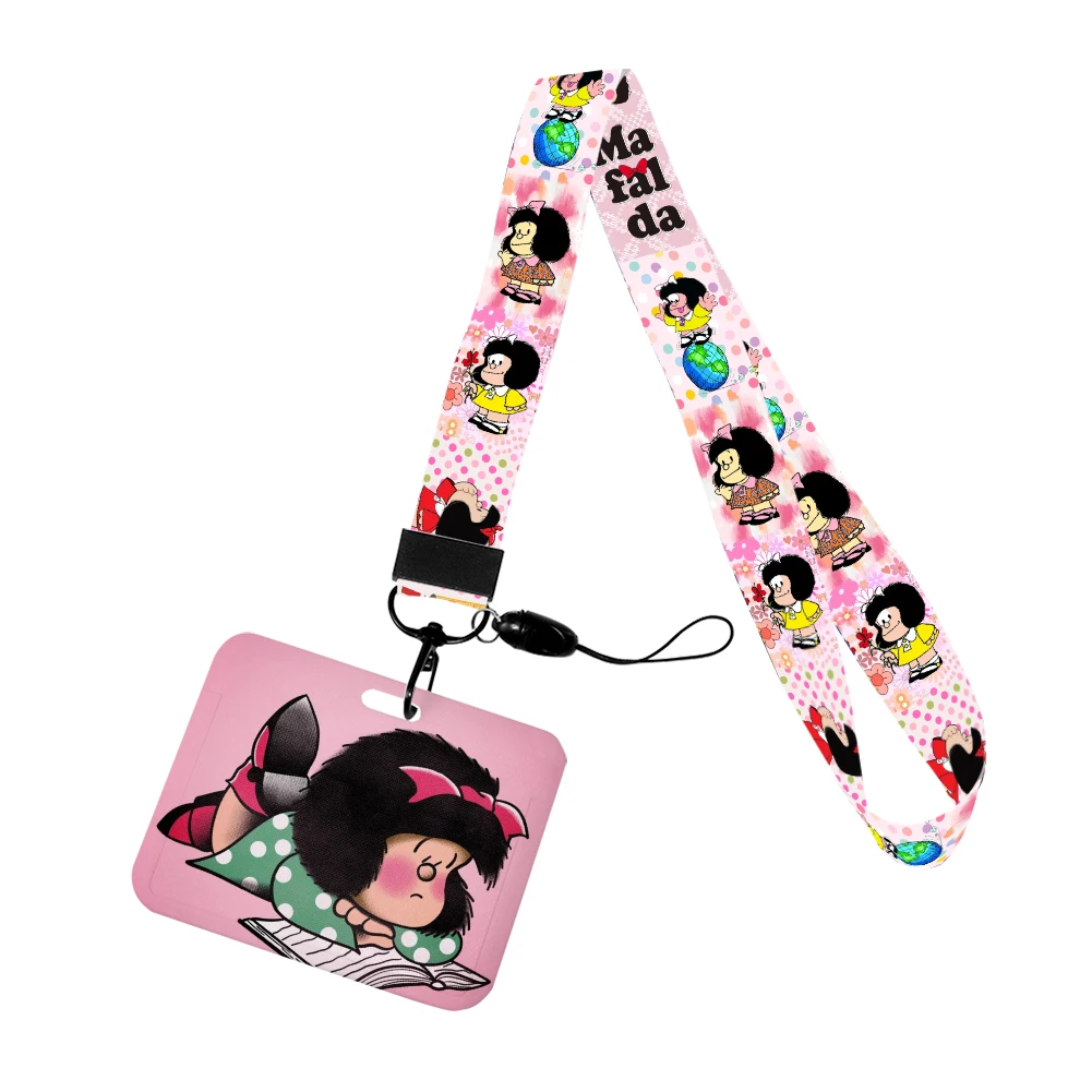 Cartoon schattig meisje horizontale ID creditcard cover bus kaarthouder charme badge houder gepersonaliseerde cadeau lanyards