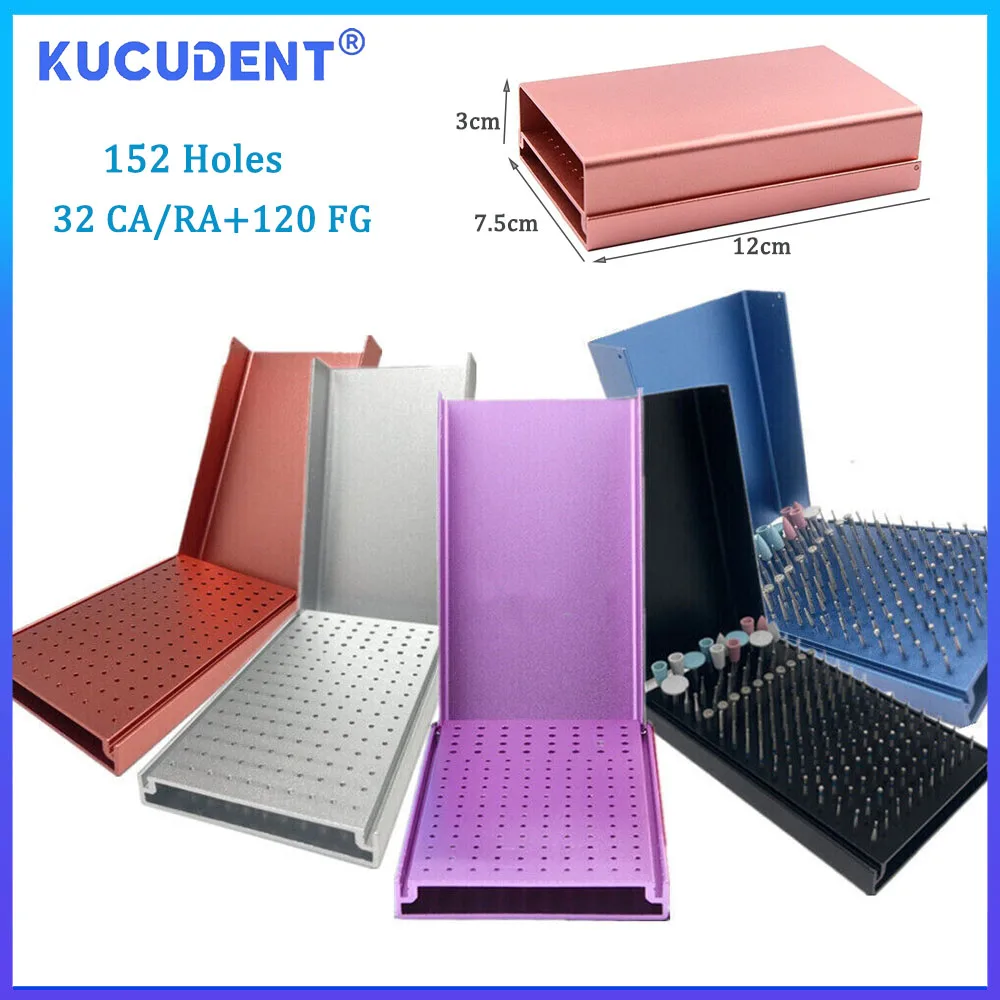

KUCUDENT 152 Holes Dental High/Low Speed Burs Holder Box Autoclave FG CA RA Burr Sterilizer Case Cleaning Stand Organizer Case