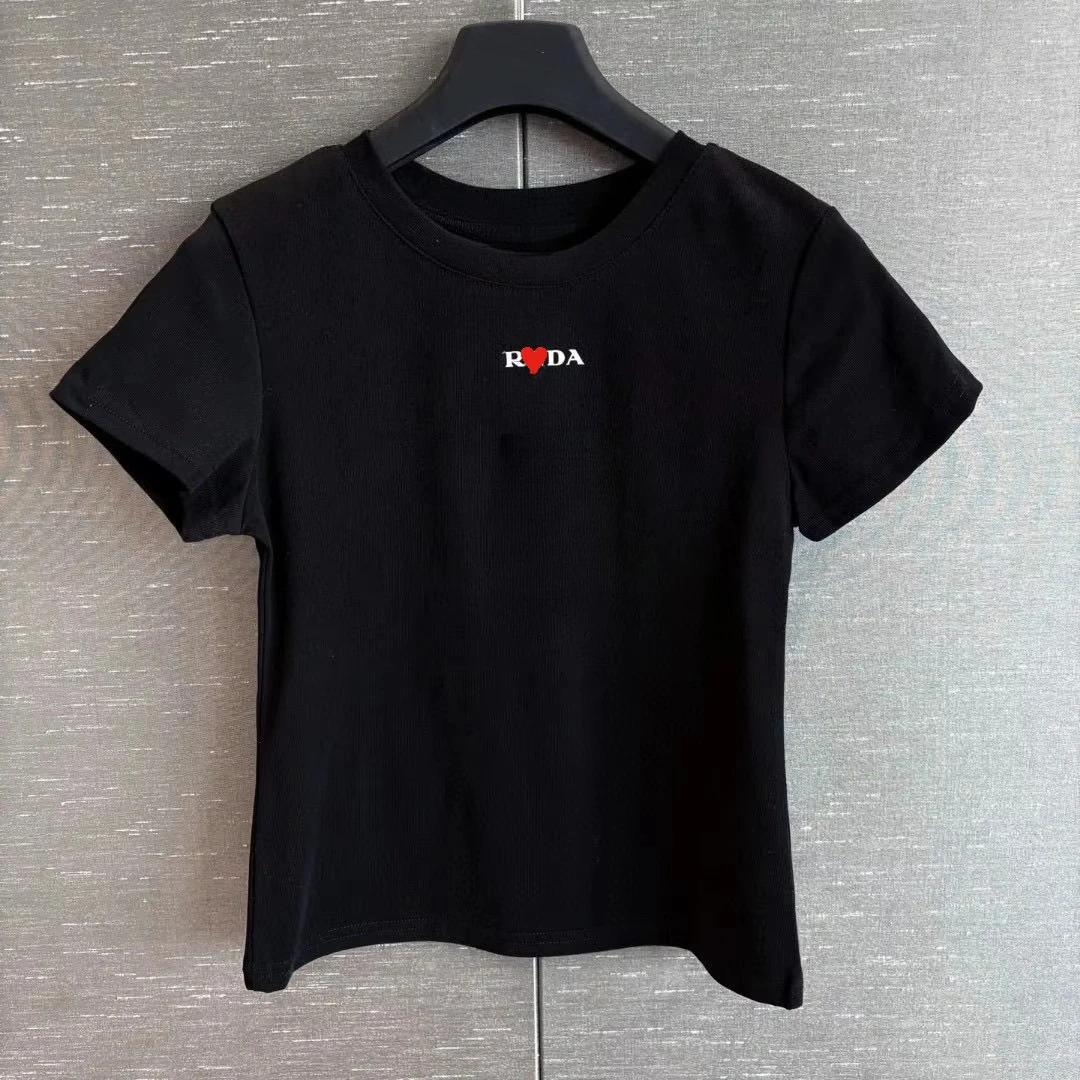 

New Pa Logo Fashion Women's Fitness Tight Short-sleeved Tight T-shirt Running Printed Bottoming Shirt Fitness Sports Top