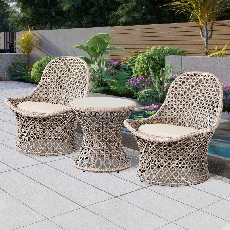 Jin Yilin outdoor balcony rattan chairs three-piece villa garden courtyard tables and chairs home leisure terrace rattan