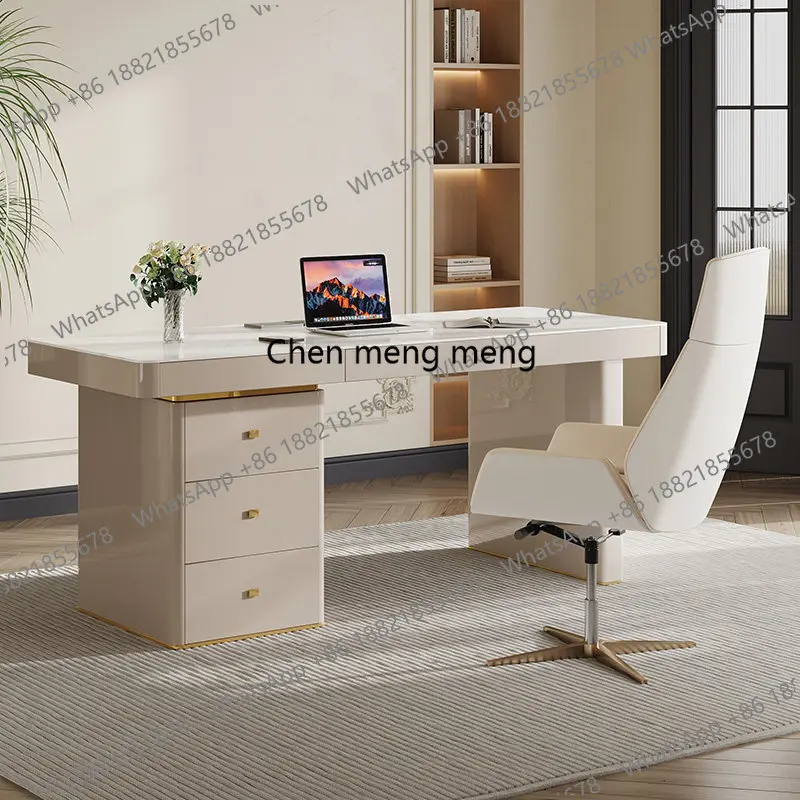 

Minimalist rock slab desk study modern simple light luxury integrated computer desk desk