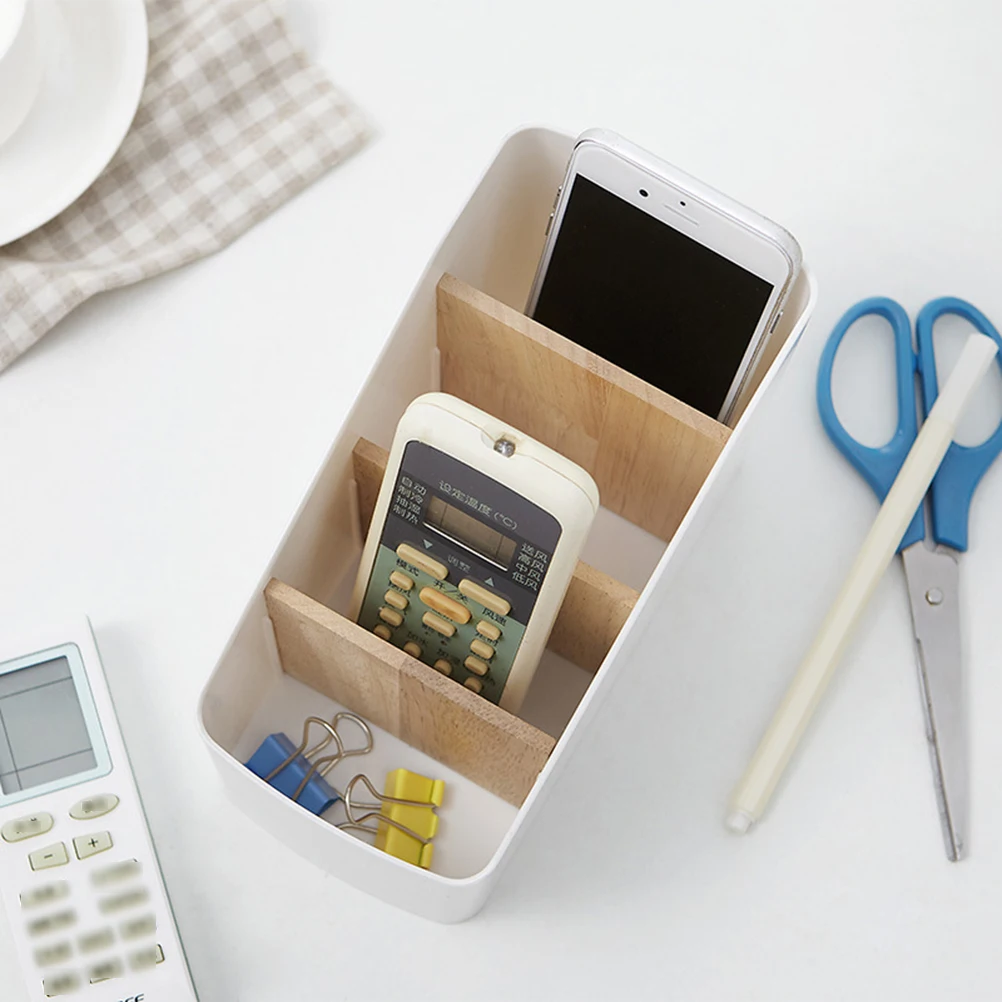 

Wooden Desktop Basket Eco Friendly Detachable Partitions Desktop Storage Basket Makeup Brush ganizer Household Box
