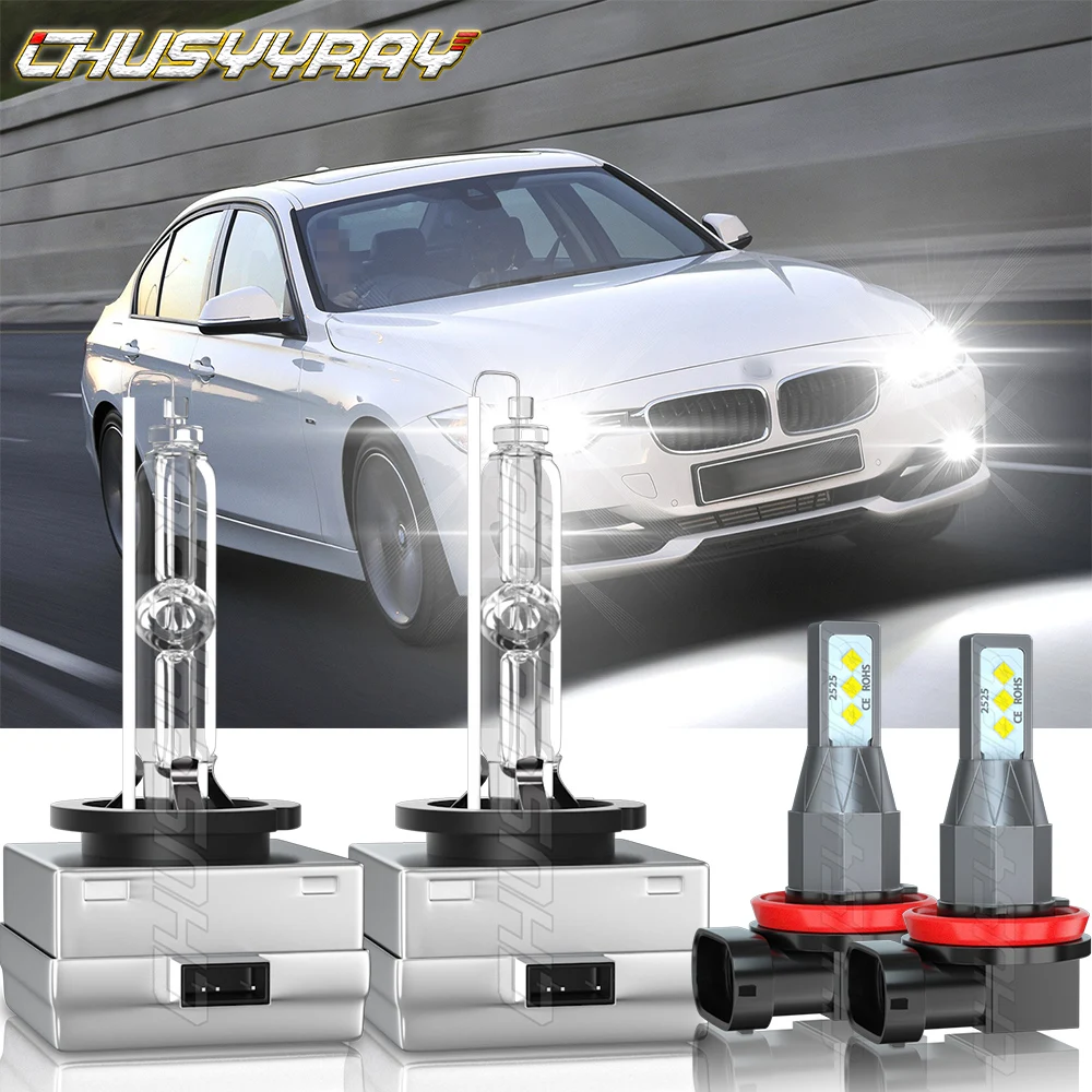 

CHUSYYRAY Compatible For 2009-2013 BMW 328i D1S H11 LED Headlight HID High/Low Beam+Fog LED Light 4xBulb Car accsesories luzes