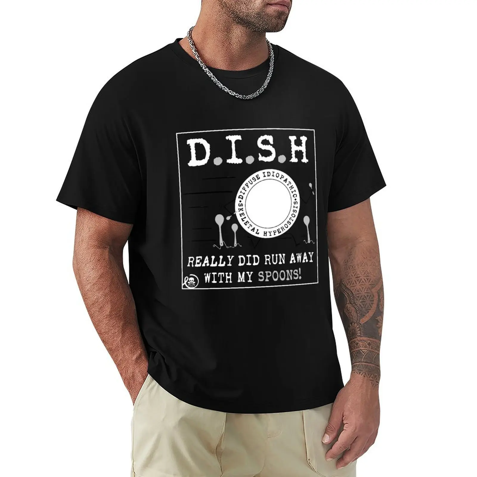 

Spoonie Species: DISH ran away with SPOONS (asphalt) T-Shirt summer tops animal prinfor boys graphic shirts men graphic t shirts