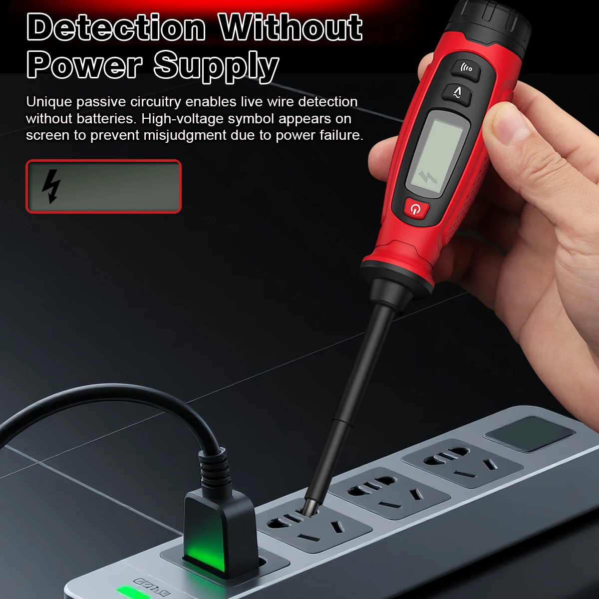 HT95B Digitaler AC-Spannungsprüfer Schraubendreher 3V-500V Berührungsloser Spannungsdetektor Leiter-/Neutralleiter-Test LCD-Anzeige Elektrischer Prüfstift – Detail 14
