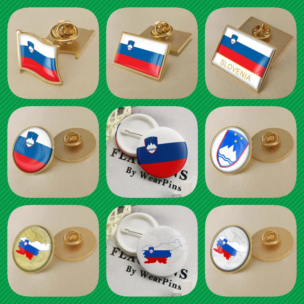 Slovenia Flag National Emblem Brooches Badges Lapel Pins