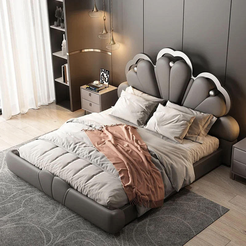 

Headboard 1.5m Double Bed Gray Frame Design Twin King Size Double Bed Frame Luxury House Letto Matrimoniale Bedroom Furniture