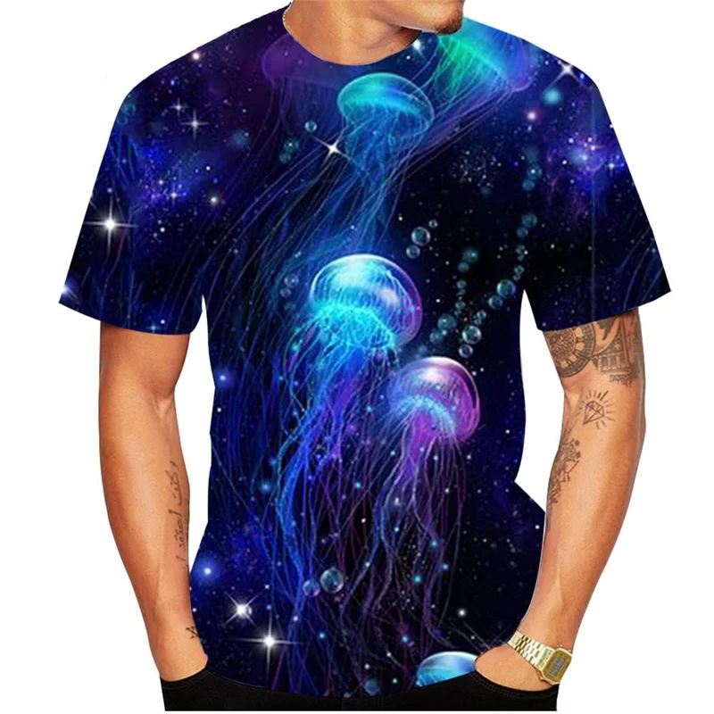 Luminescent Jellyfish T Shirt 3D Print Animal Graphic Men Streetwear Short Sleeve Tops Fashion Harajuku Women Kids Summer Tees