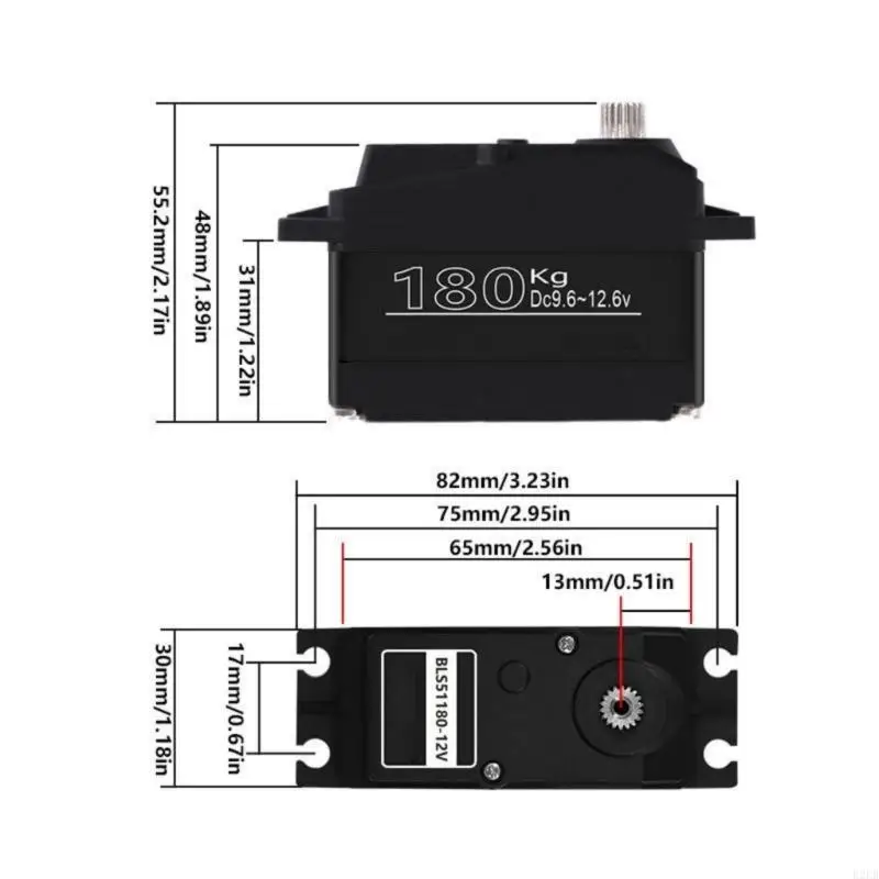 

12V BLS51180 180KG Brushless Servo Motor 180° 270° High Torques Servo for 1/5 Remote Car Robotics Project Accessories R2LB