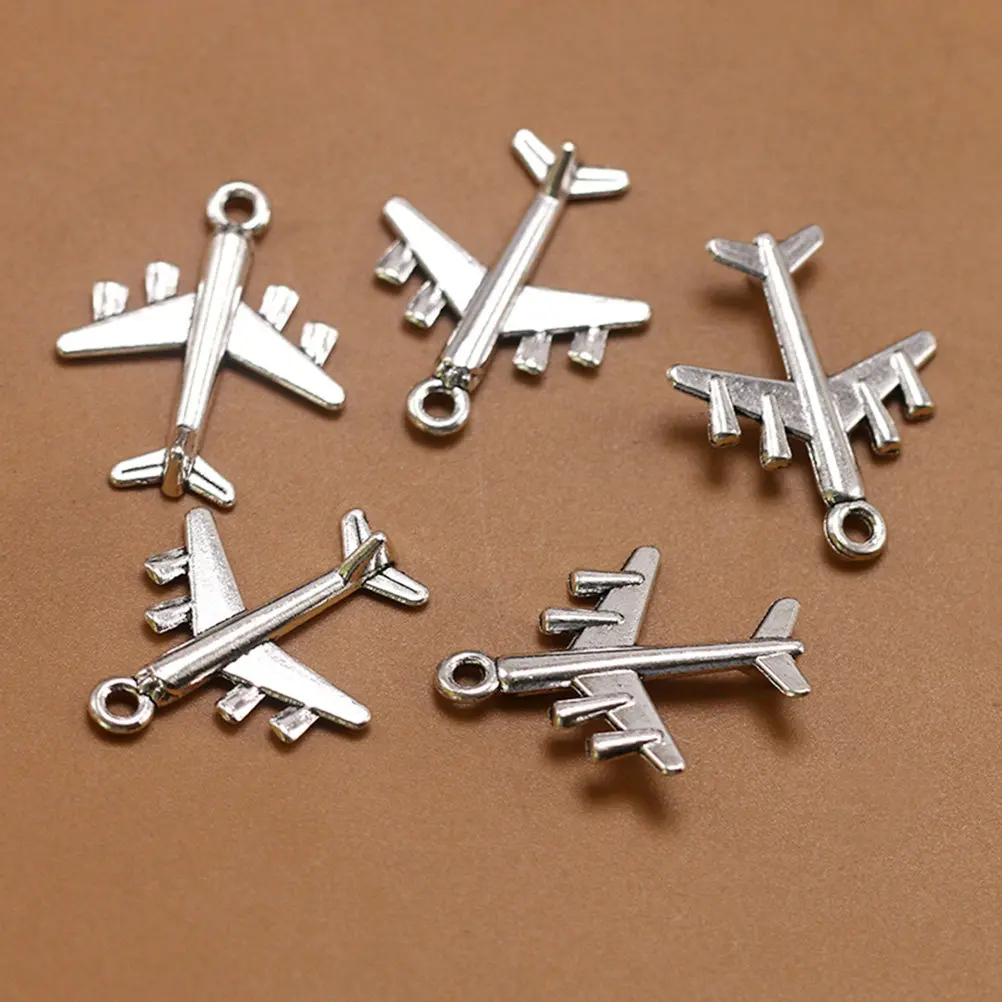 20 Pcs Airplane Charms for Bracelets Travel Accessory Jewelry Silver Diy Necklace