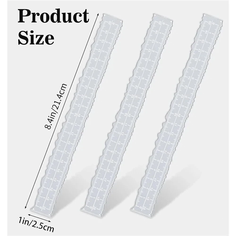 8.4in Metal Edge Ruler, Wavy Decor Paper Tearing Tool, Die Cut Emboss Cut Ruler for Card Making DIY Handmade Paper Craft Supply