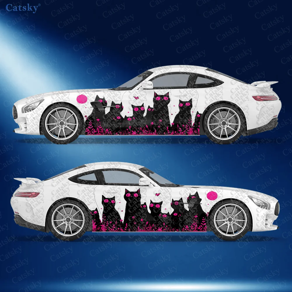 

2pcs Multiple Shadow Hide-and-Seek Car Side Decal | Self-Adhesive PVC Waterproof & Scratch-Resistant Sticker, Car Accessory Gift