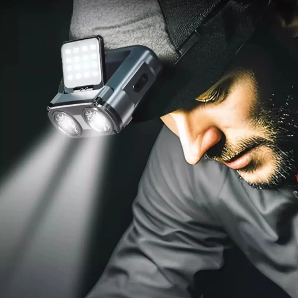 

Сенсорный светодиодный налобный фонарь COB с двойным освещением, USB перезаряжаемый налобный фонарик, 5 режимов освещения, водонепроницаемый светодиодный налобный фонарь для треккинга