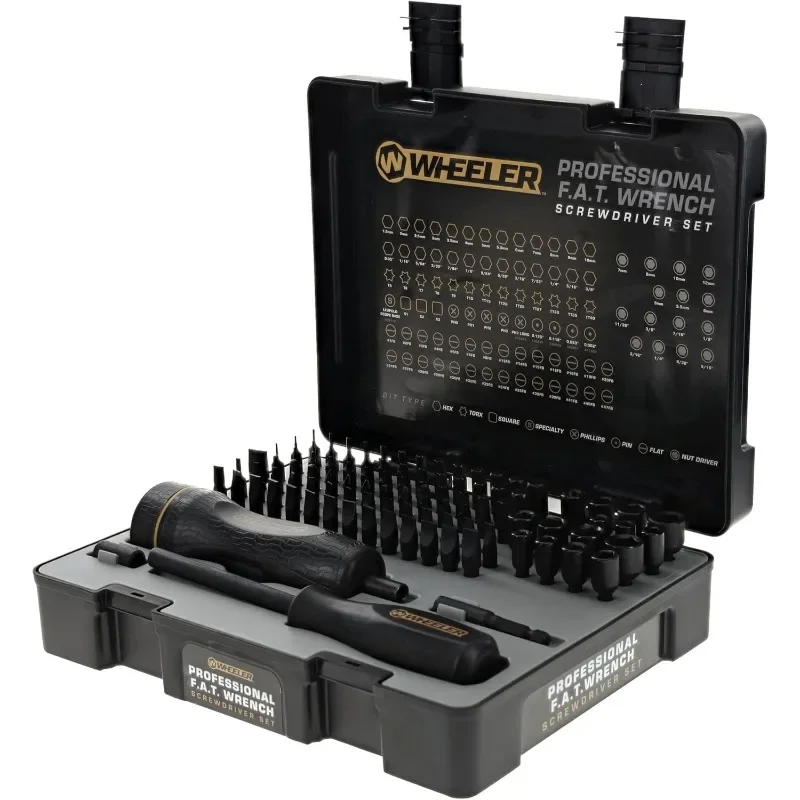 Wheeler Engineering 100-Piece Professional Fat Wrench Screwdriver Set with Durable Construction and Storage Case