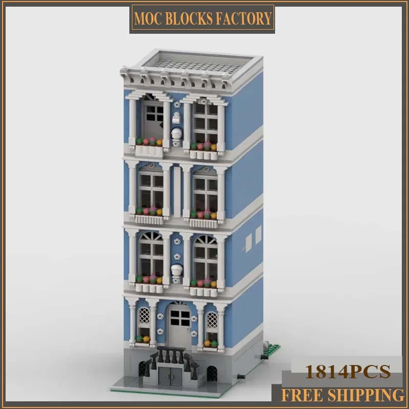 

Строительные блоки Moc, современные модель для жилых квартир, технология, кирпичный город, вид на улицу, сделай сам, строительная игрушка для праздничных подарков