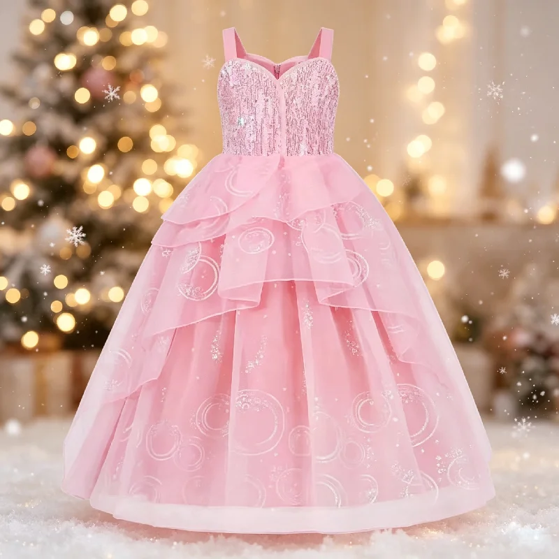 Girls Princess Dress Kids Sequin Mesh Strapless DressesTeen  Halloween Fancy Cosplay Costume Children Birthday Prom Outfits 3-12
