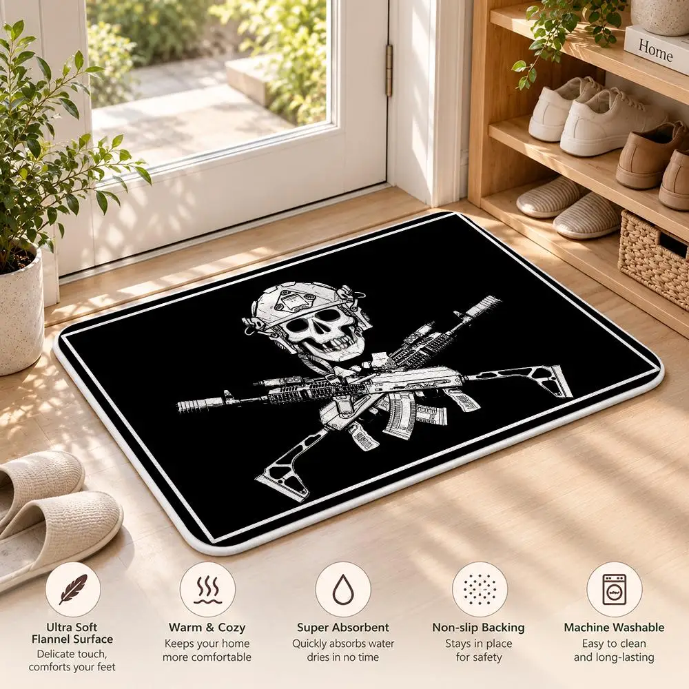Russian Roger Black Cool Floor Mat Flannel Rug Soft Non Slip Door Mat For Bathroom Bedroom Kitchen Living Room Home Decor