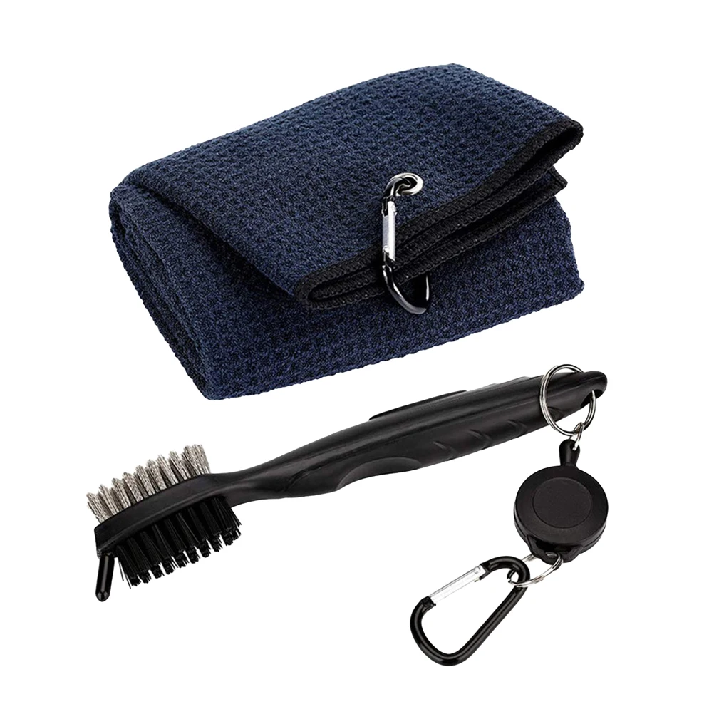 

Golf Cleaning Brush Set Microfiber Cloth Retractable Double Sided Golfers Accessories Cotton Carabiner Quick Dry Tool