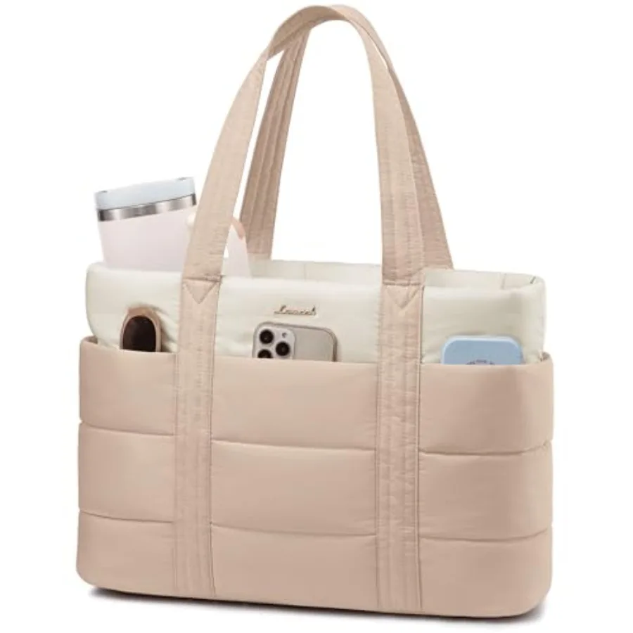 

Tote Bag for Women Large Puffer Work Tote Laptop Bag Lightweight Travel Tote Bag with Zipper Gifts for Women