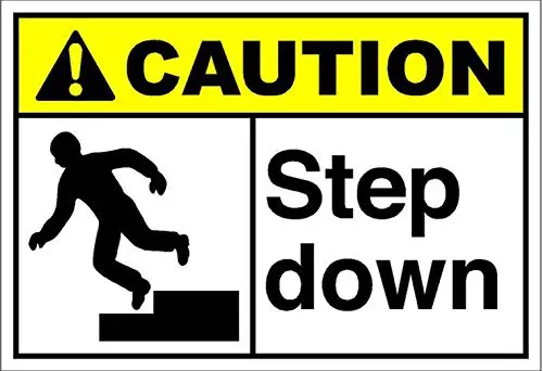 Patisaner Step Down Caution Aluminum Metal Tin Sign 8x12 Inch