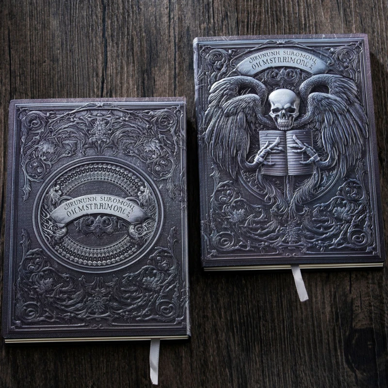 A5 Vintage Gothic Angel Embossed PU Leather Journal Notebook Dark Fantasy Diary for Writing Gift