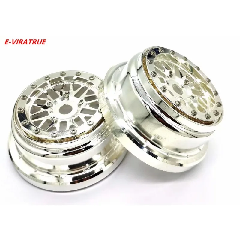 E-VIRATRUE Electroplated Polished Aluminum Bead Lock Wheel For Losi Super Baja Rey 1/6 2pcs