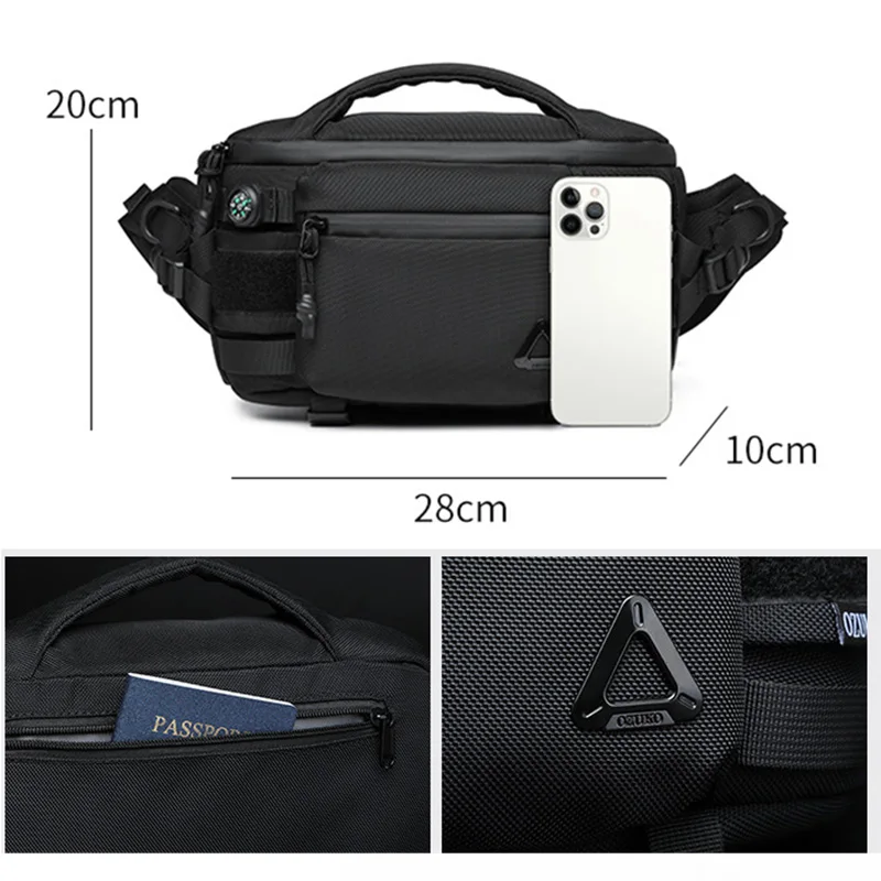 Men's new tactical waist bag sports shoulder bag high-end riding waist bag multifunctional crossbody bag commuting crossbody bag