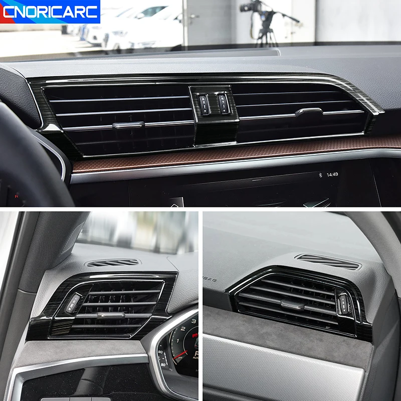 

Car Styling Center Console Air Conditioning Outlet Frame Decoration For Audi Q3 2019-2022 LHD Stainless Steel Air Vent Trim