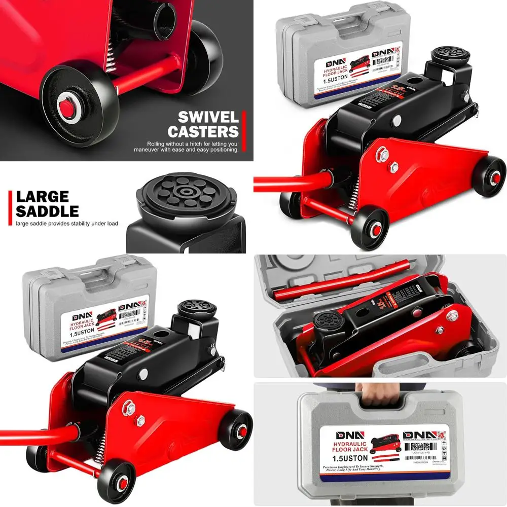 

Compact 1.5 Ton Hydraulic Jack, Red, 5.5-15.35 Lift Range, TOOLS-00675-RD