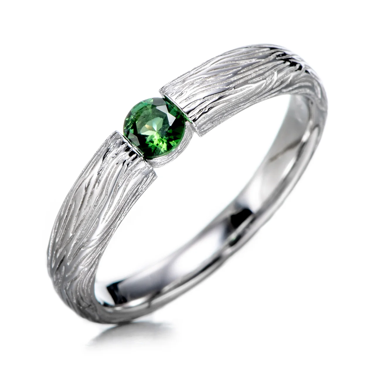 

Green tourmaline Rhodium Over Sterling Silver Ring