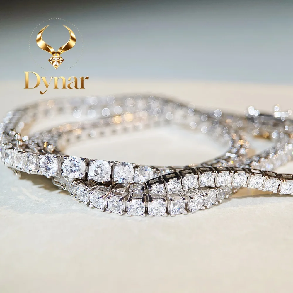 

Dynar Jewelry Luxury white gold solid platinum PT950 3M4M5M Tennis Chain D Color Moissanite Chain Moissanite Bracelet for Men