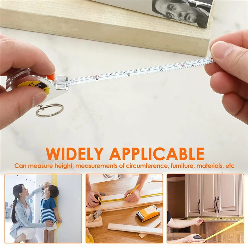 -A90P 15 Pcs Mini Tape Measure, Retractable Keychain Tape Measurement 1 M/3 FT Inch/Metric Scale Small Flexible Measuring Tape