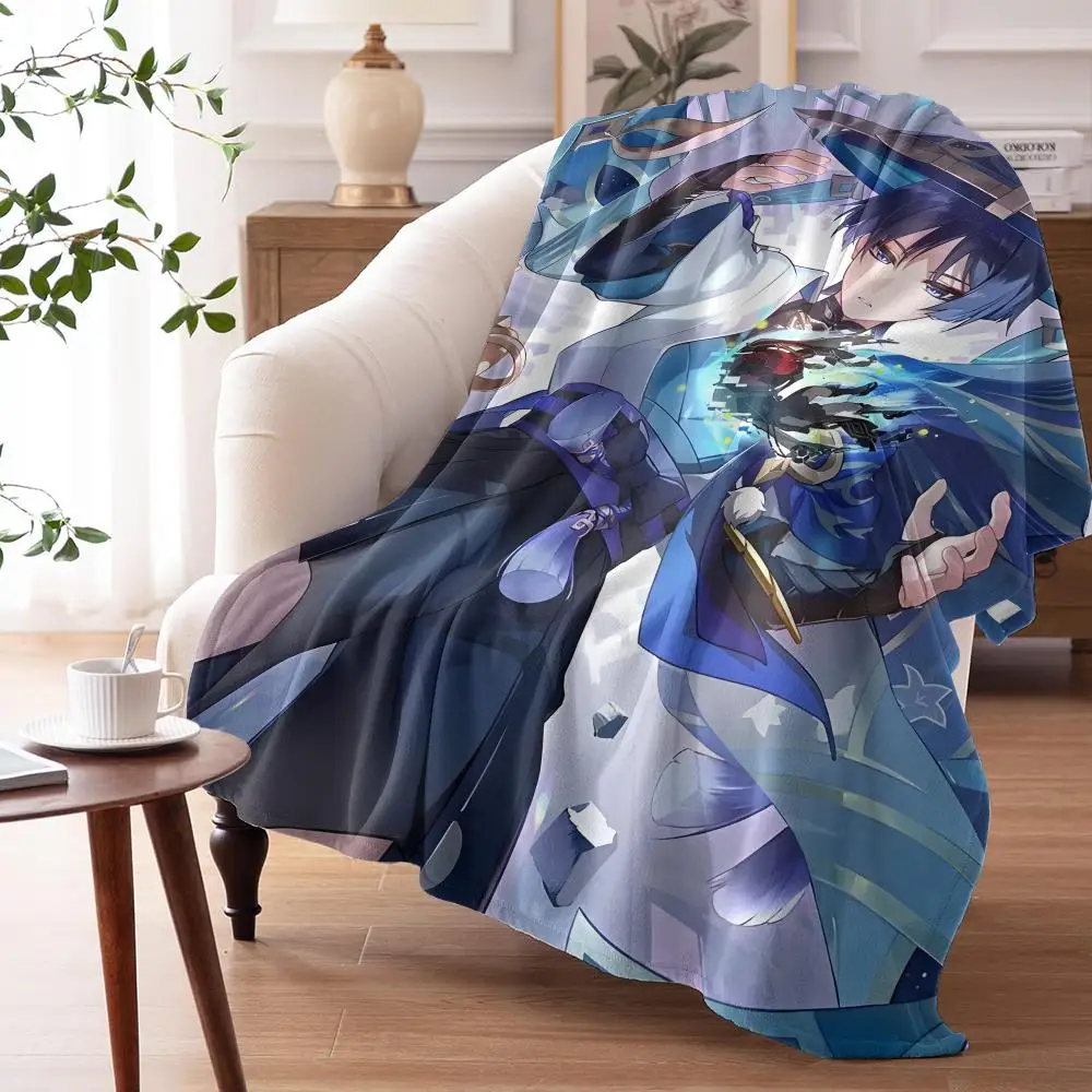 Game Wanderer Genshin Impact Throw Flannel AC Blanket Lightweight Summer Nap Throw Cozy Blanket for Sofa Bed Travel Home