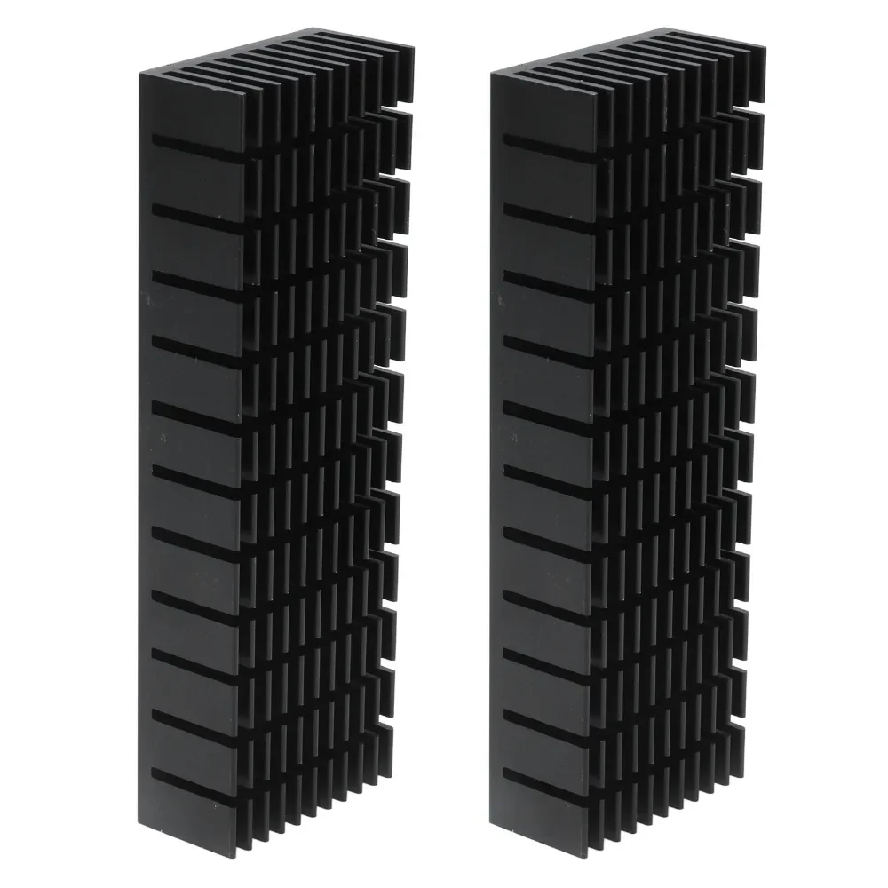 2Pcs 120*40*20mm Cooling Fins With Adhesive Black Aluminum Heatsink Kit Slotted Design Aluminum Aluminum Power Radiator