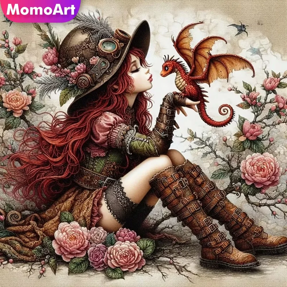 Momoart Kız Elmas Boyama Portre DIY Kitleri Elmas Mozaik Karakter Akrilik Zanaat Malzemeleri Karikatür El Yapımı Hobi