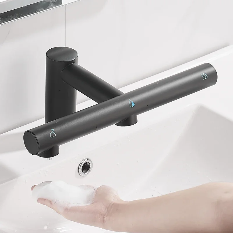 Automatic induction faucet, bathroom three-in-one hand dryer, hand washing and drying machine faucet