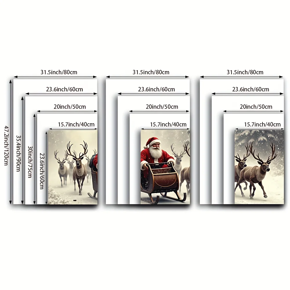 [JIT] 3 قطع، لوحة قماشية - بدون إطار، ركوب سانتا كلوز، ملصقات ومطبوعات، مكتب، غرفة المعيشة، غرفة، بار، هدايا الحفلات، عيد الميلاد