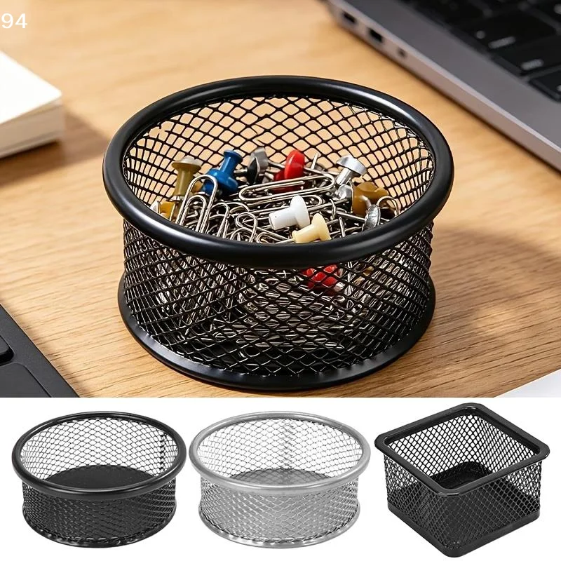 Paper Clip Holder Mesh Metal Desk Organizer For Office Supplies Paper Clips Binder Clips Small Items Dry Ventilated Storage