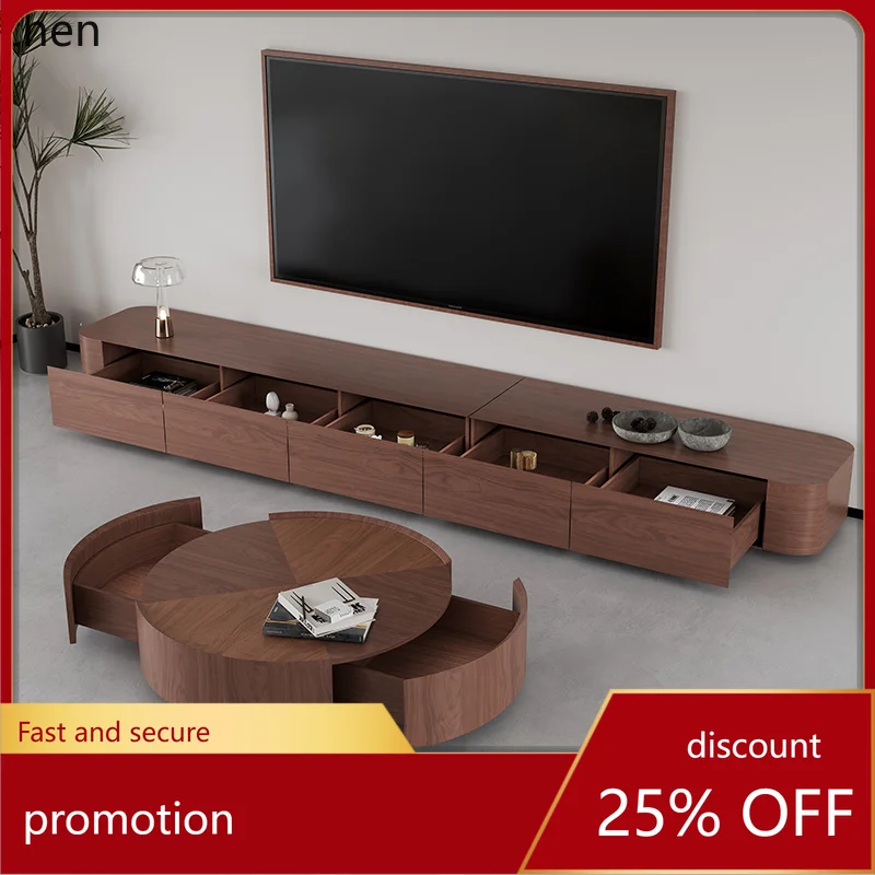 

ZML new retro living room home solid wood TV cabinet simple Internet celebrity hanging TV modern small apartment cabinet