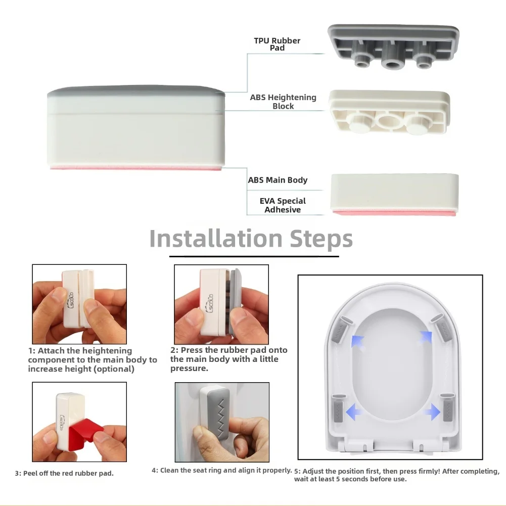 8PCS Toilet Seat Bumpers For Buffering And Protection Sticky Backing Bumper Bathroom Lifter Kits ABS Plastic Tool Parts