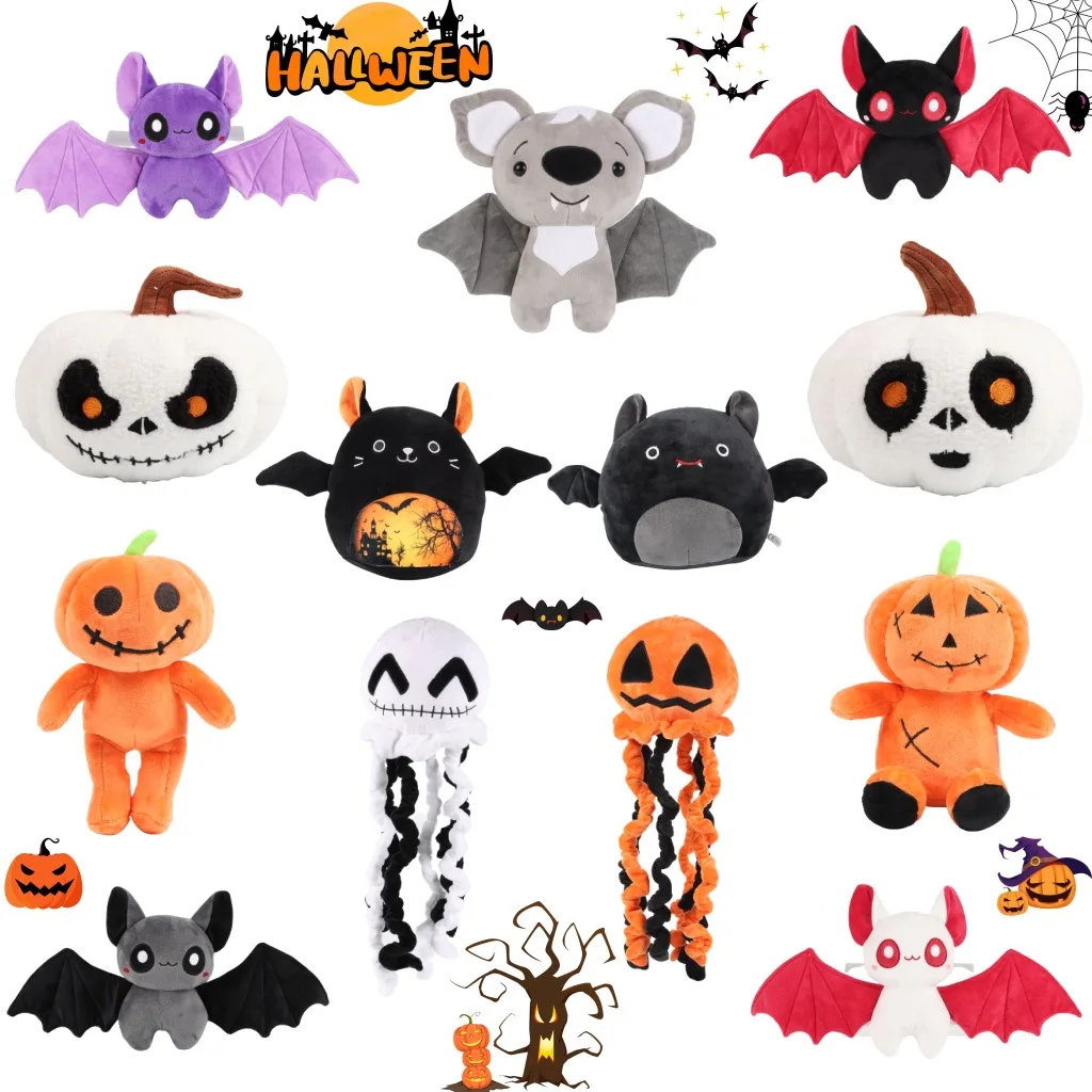 Conejo de murciélago negro, muñeco de peluche, Animal relleno, juguete de peluche, regalo de cumpleaños, regalo de vacaciones para Halloween, Navidad, juguetes de compañía del diablo