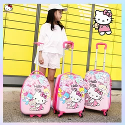 18 Inch Children Trolley Case Anime Sanrios Hello Kitty Kawaii Cartoon Suitcase Girl Boys Travel Silent Universal Wheel Suitcase