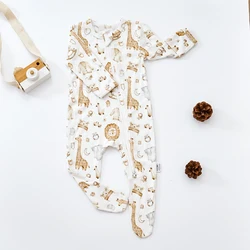 Elinfant Coverall Bamboo Cotton Baby Pajamas Long Design Infant Baby Foot Romper Jumpsuit