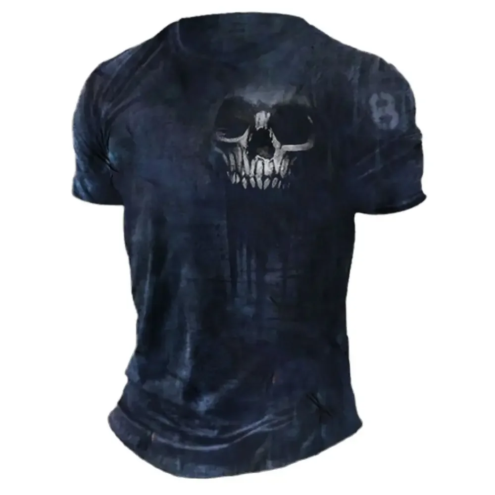 

Men's T-shirts, Vintage 3d T-shirt with Horror Skull, Hip Hop Rock Style Casual Clothing, Short Sleeve Round Neck T-shirt