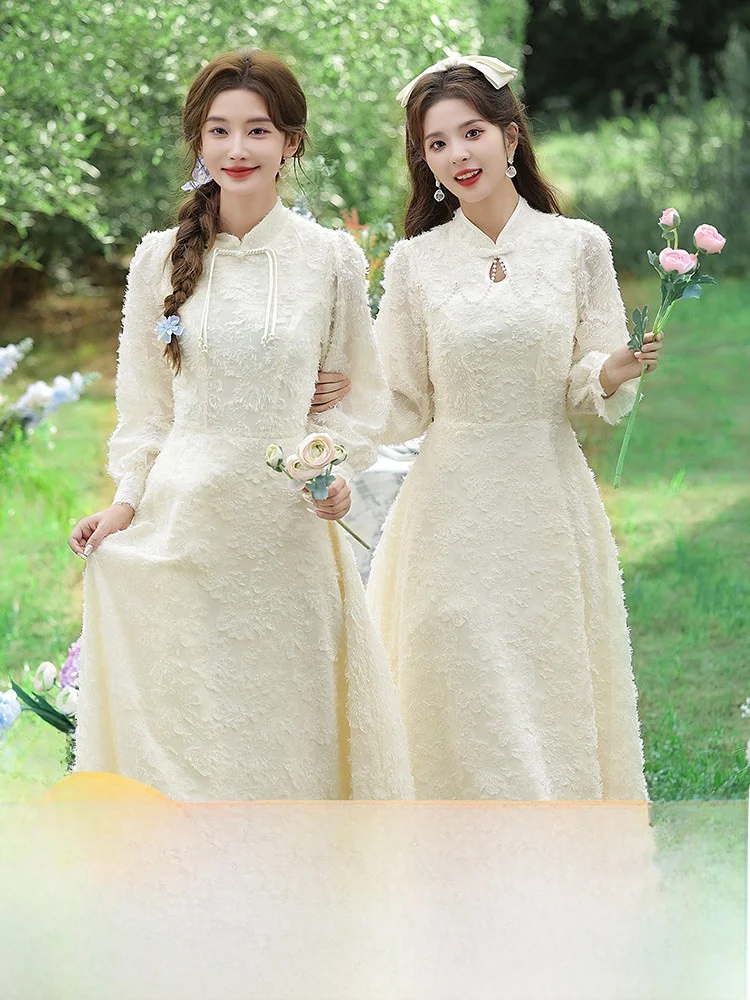 

Потрясающее женское длинное платье-ципао для подружек невесты, элегантное и красивое, подходит для различных случаев, высокое качество