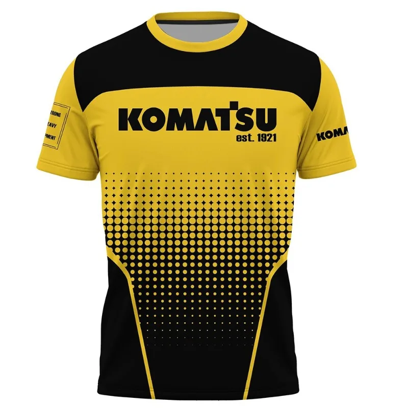 

Футболка 2026, мужская экскаватор, строительная техника, 3D-печать, мужской летний спортивный топ с короткими рукавами, уличный топ Komatsu с круглым вырезом